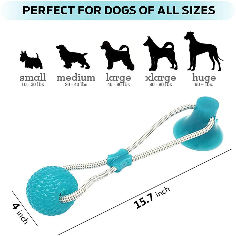 

Dog Ball for Medium Large Dogs Dog Interactive Bite Resist Tooth Cleaning Toys Suction Cup Tug TPR Ball Games Pet Supplies