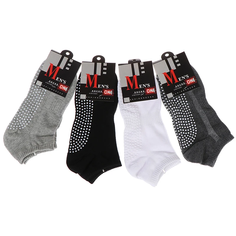 

with Cotton Non-slip Men's Yoga Grips Socks Breathable Anti Skid Floor Socks Sweat Absorbent for Pilates Gym Fitness Size 39-44