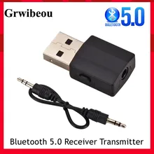 Grwibeou USB Bluetooth 5.0 Transmitter Receiver Mini 3.5mm AUX Stereo Wireless Music Adapter For Car Radio TV Bluetooth Earphone