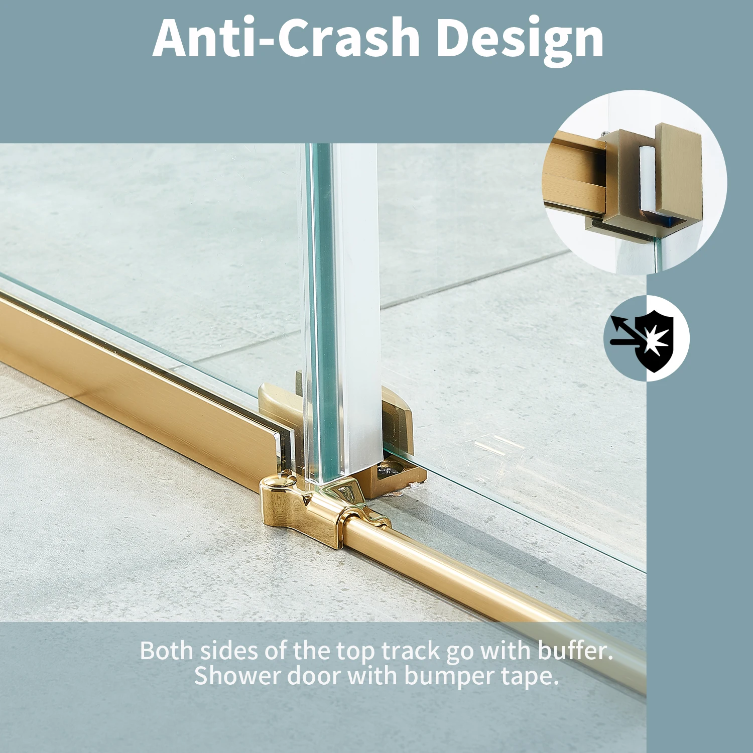 SCGG X01 56-60''W*76H''Semi Frameless Sliding Shower Door in Gold and Clear Glass Professional hotel installation recommended