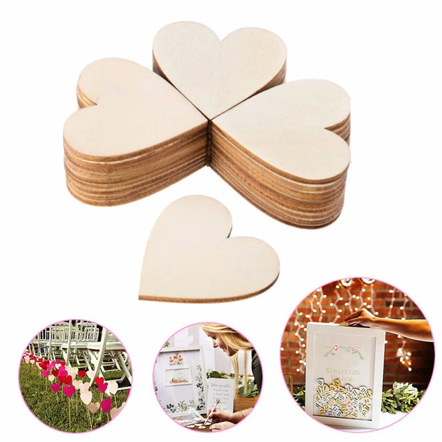 100PCS Mixed Size Blank Wood Heart Embellishments Wood Heart Slices for  Wedding, Valentine, DIY, Arts, Crafts, Card Making - AliExpress