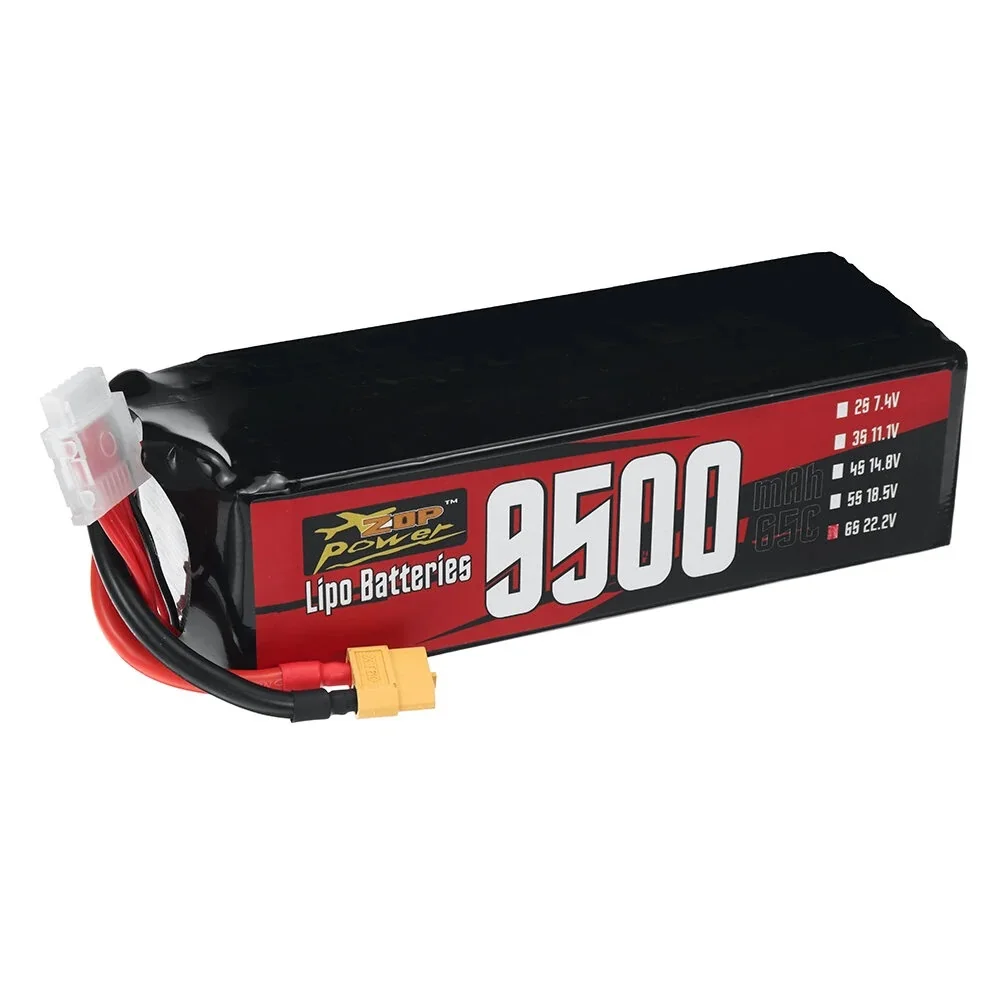 

ZOP Power 6S 22.2V 9500mAh 65C 210.9Wh LiPo Battery XT60 Plug for Long Range RC Drone FPV Racing
