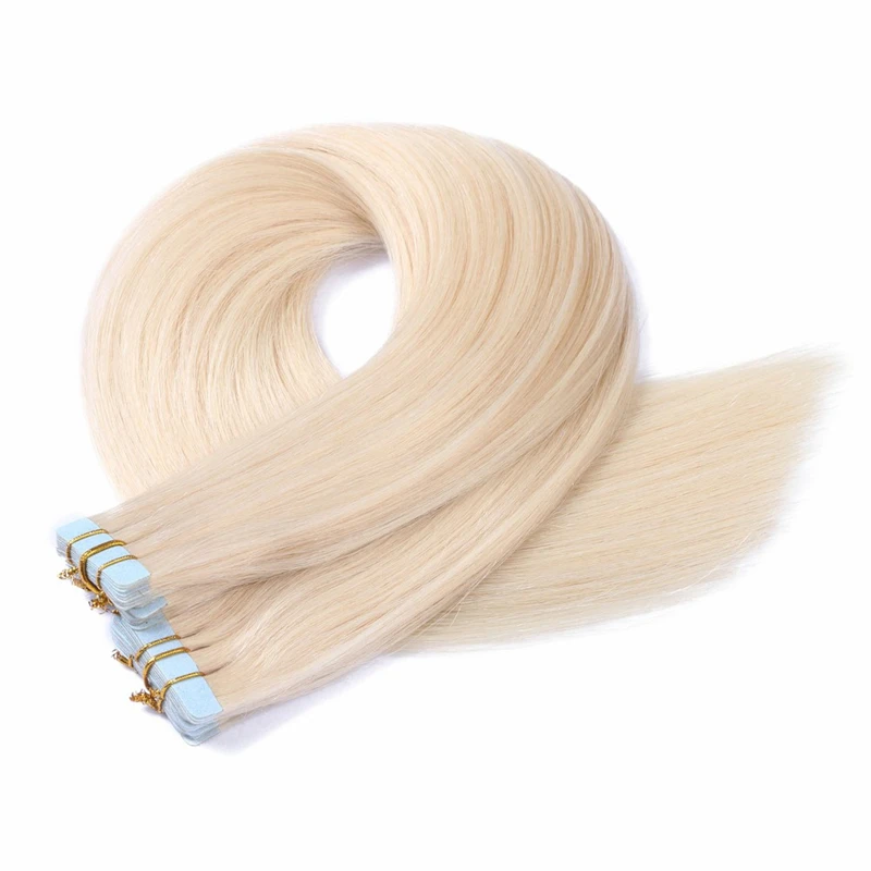 Tape In Human Hair Extensions Machine-made European Natural Hair Extensions Skin Weft 14-26inch 100% Real #60 Blonde human hair extensions hair extensions