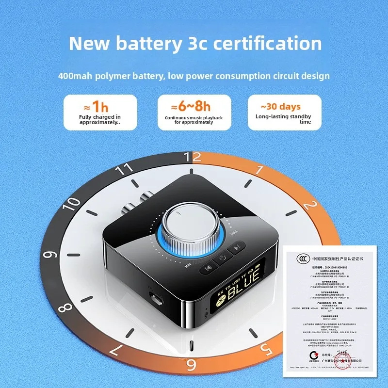 블루투스 6.0 오디오 수신기 3D 스테레오 음악 무선 어댑터 TF 카드/RCA/AUX/USB3.5mm 잭 자동차 스피커 앰프 헤드폰
