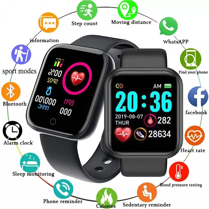 

NEW Y68 SmartWatch D20 Wholesale Bluetooth Fitness Tracker Heart Rate Monitor Bracelet Men's Smart Watch Y68s D20s Dropshipping