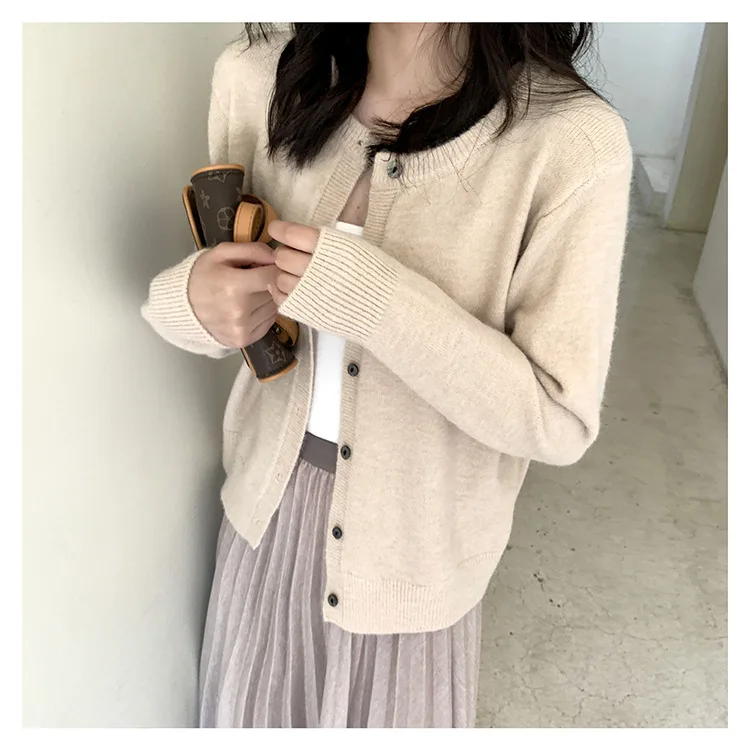 Women's Gray Button Down Knit Cardigan - Cashmere Lightweight Fall Sweater