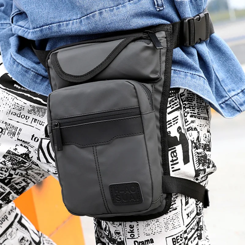 New Nylon Men Drop Leg Bag marsupio moto Riding Casual Shoulder Cross Body coscia maschile Hip Belt marsupio Cafe Racer - immagine 3