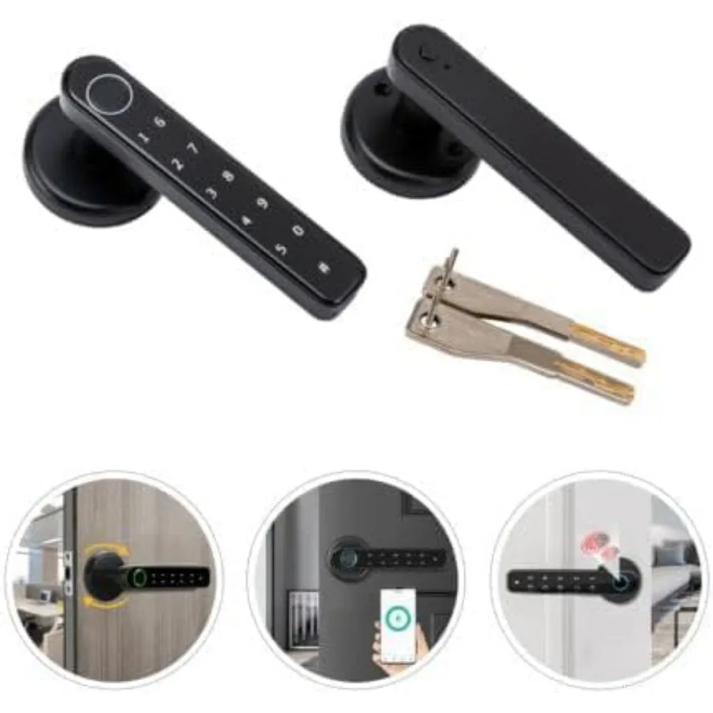 Smart Door Lock Biometric Identification Fingerprint Digital Lock with Handle Control Electronic Keyboard Password Bluetooth
