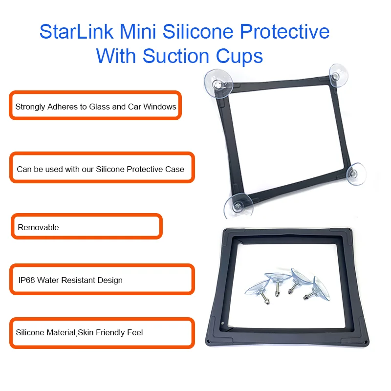 Silicone Protective Cover With Suction Cups Anti-Bump and Anti-Drop Waterproof Scratch-Resistant For StarLink Mini starlink protective cover
