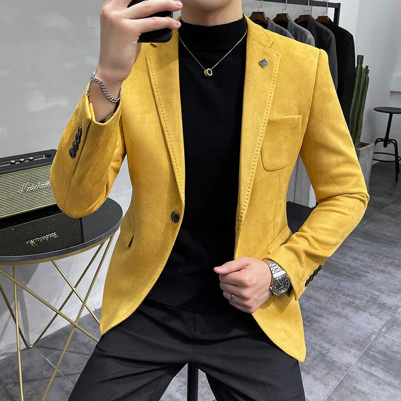 Men Suits Jackets Deerskin Leather Jacket Blazer Men