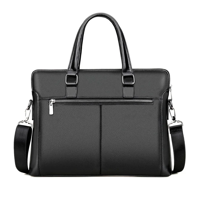 New Luxury Cow Genuine Leather Business Men's Briefcase Male Briefcase Shoulder Bag Men Messenger Bag Solid Tote Computer