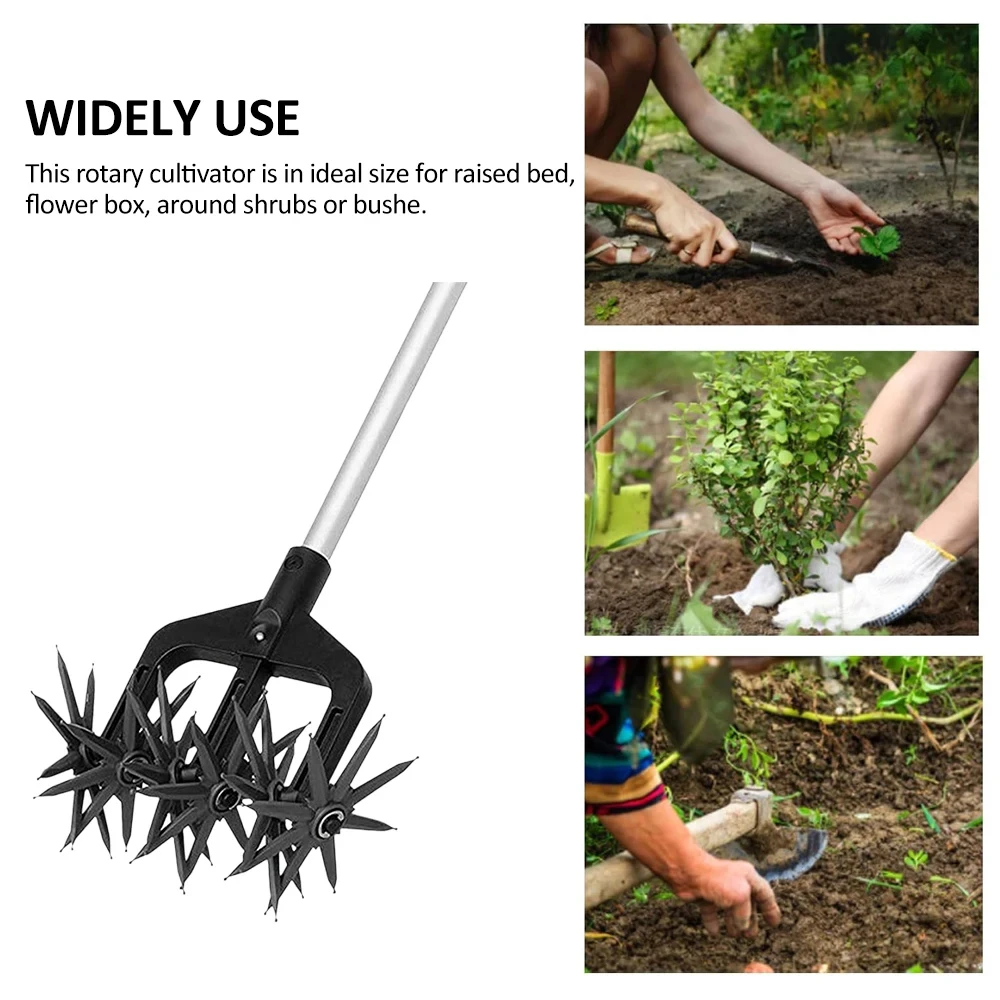 Rotary Cultivator Tool Set Hand Held Garden Cultivator Detachable Tines 2-In-1 Garden Soil Scarifier Reseeding Grass garden cultivator