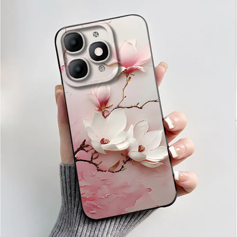 Luxury Fashion Black Soft TPU Silicone Case with Floral and Butterfly Design