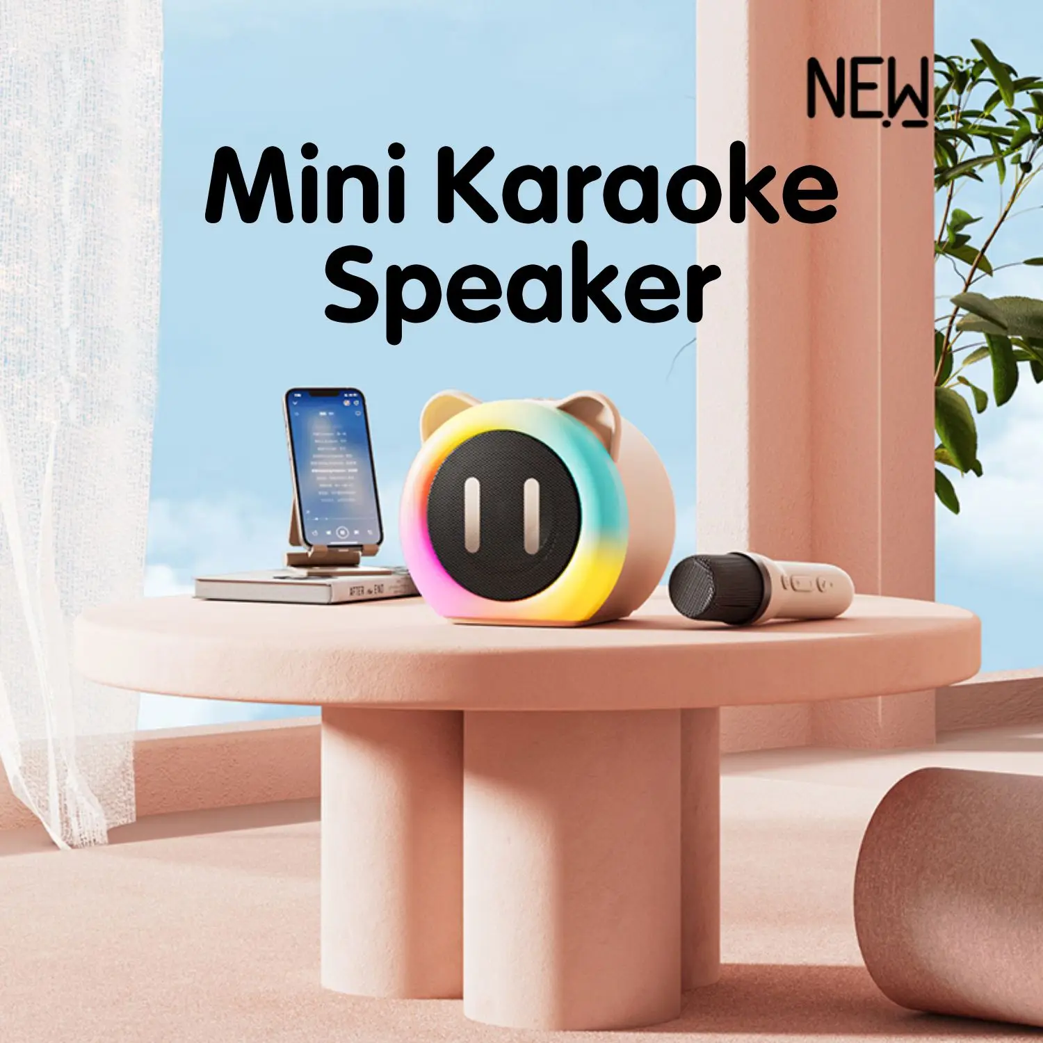 PARAMITA Bluetooth Speaker Portable Home Cute Karaoke Mini Wireless Audio with Microphone Home Karaoke Singing Machine Kids Gift