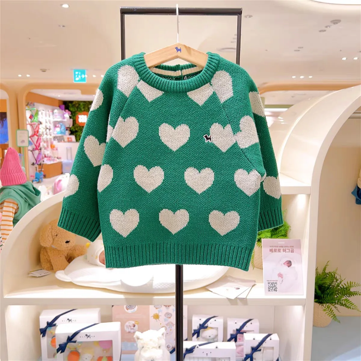 어린이 스웨터 2026 봄 신상품 올오버 프린트 패션 니트 스웨터 남아 여아용 면 따뜻한  풀오버