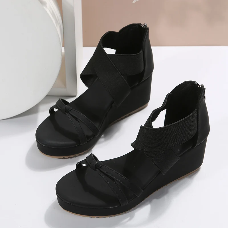 Women's Vintage Roman Sandals Summer Walking Fish Mouth Soft Sole Fashion Open Toe Comfortable  Women Sandals Platform Shoes