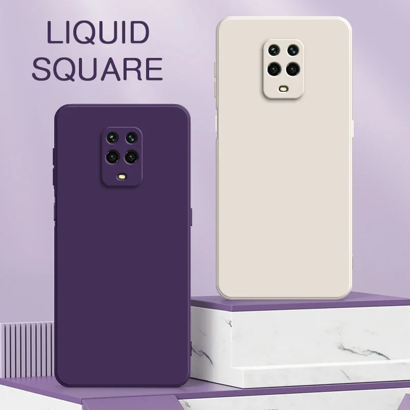 Square Liquid Silicone Phone Case for Xiaomi Redmi Note 9 Pro Max 9S 9T 4G 5G 360 Protective Mobile Cover RedmiNote9 Note9ProMax