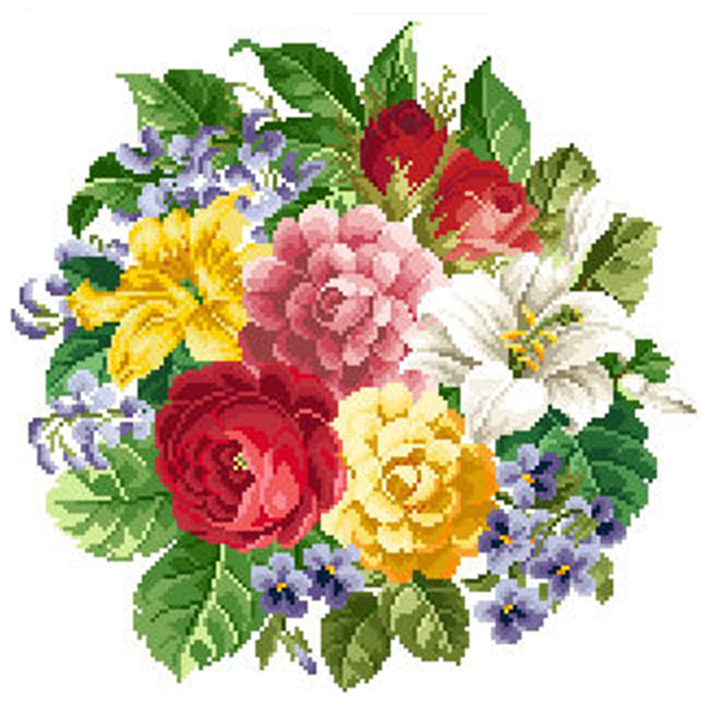 Embroidery Kits Cross Stitch kits with beads Flower pearl embroidery needle art and craft 3mm printed cotton printed canvas Home decoration