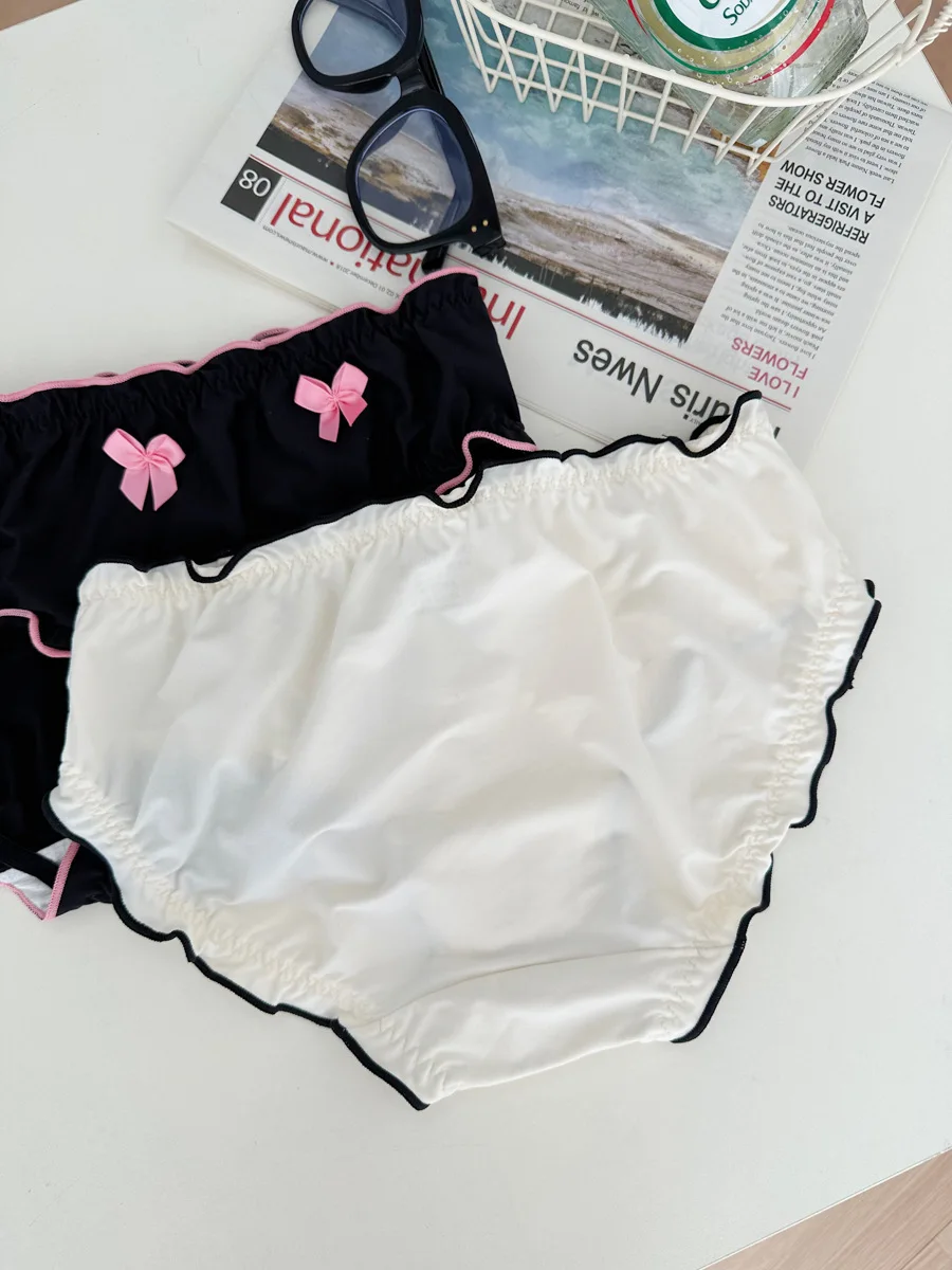 Romantic French Brushed Cute Girl Little Sexy Wooden Ears Sweet Mid-rise Briefs