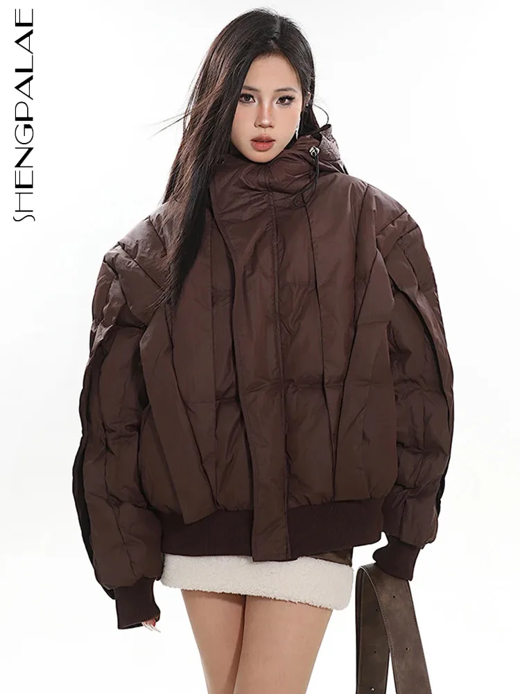 

SHENGPALAE Deconstructive Design Down Jacket For Women Solid Color Versatile Hooded Cotton Padded Coat Winter 2023 New 5R8230