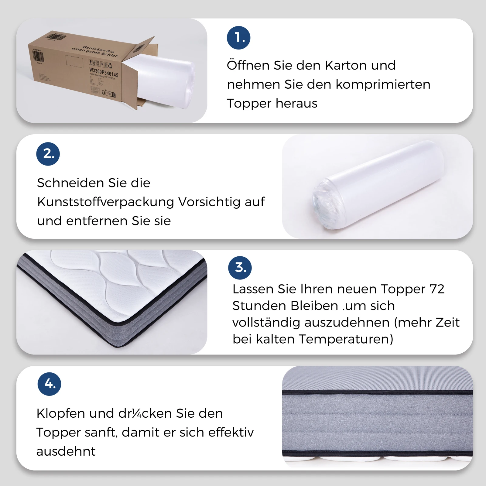 Rosahqnda Matratzen Taschenfederkernmatratze 90/120/140/160/180 x 200 cm H3 20 cm 7-Zonen-Matratze mit 1000 Federn und Lyocell-Bezug – Detail 18