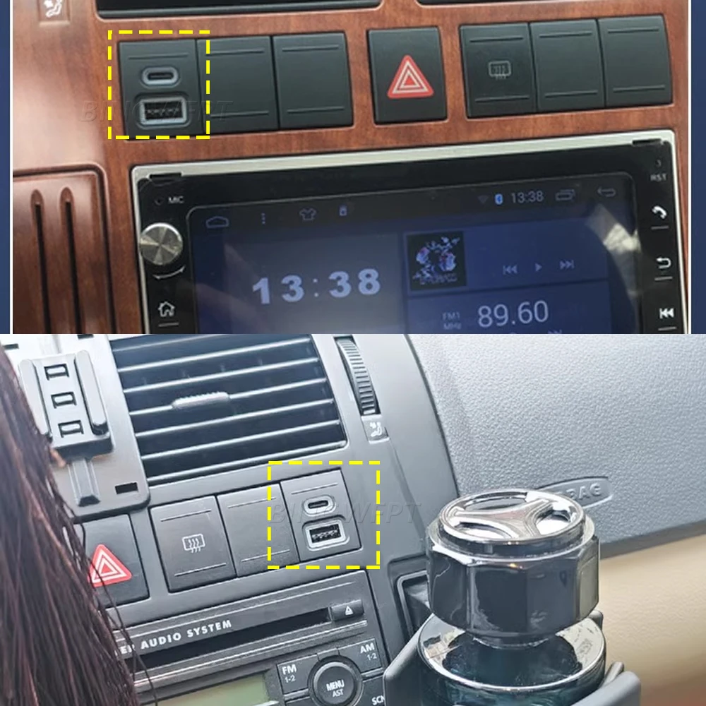 Car USB Charger PD Quick Charge QC3.0 Phone Charging Adapter Outlet Button For V