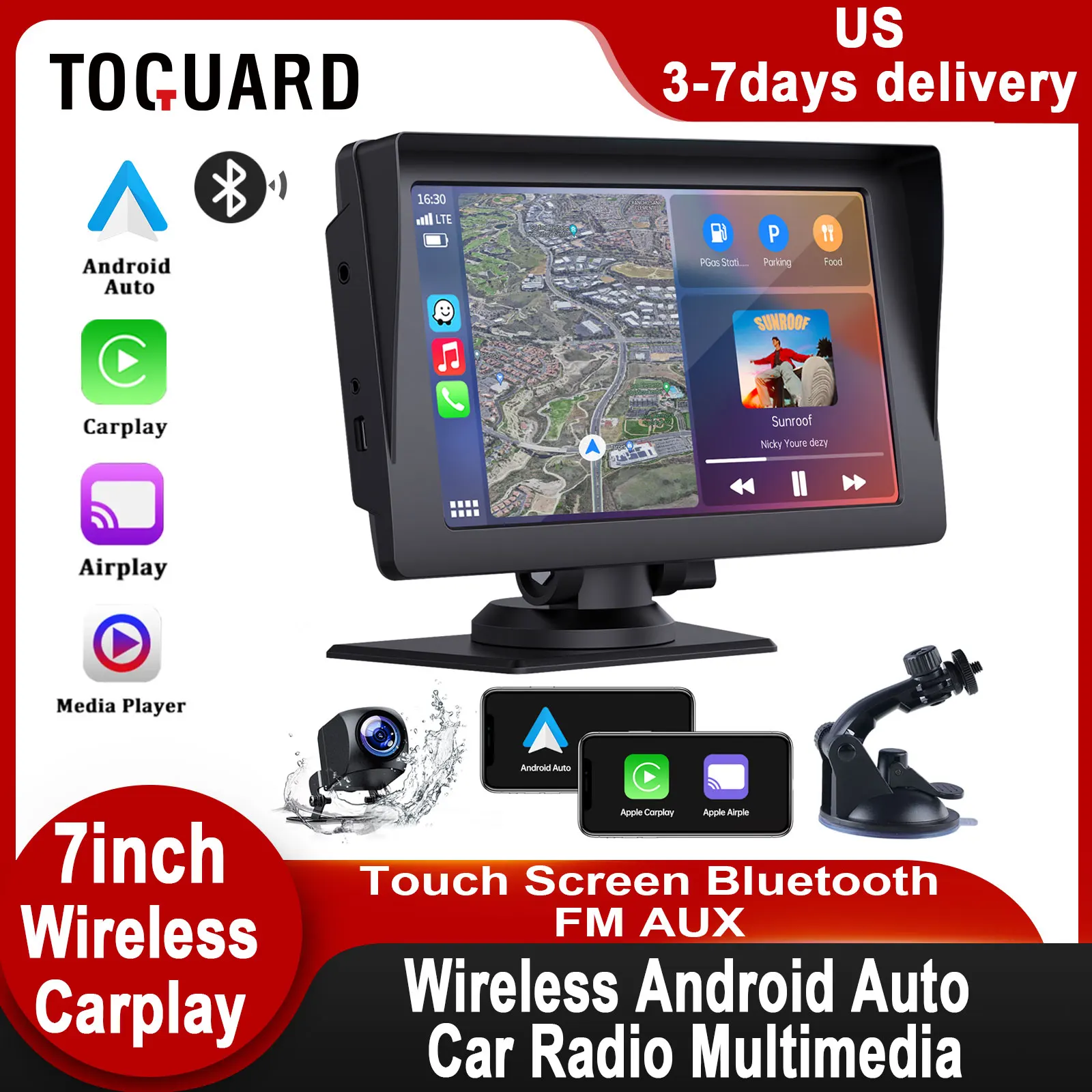 7inch Voiture Écran Tactile Sans Fil Carplay Android Auto Voiture
