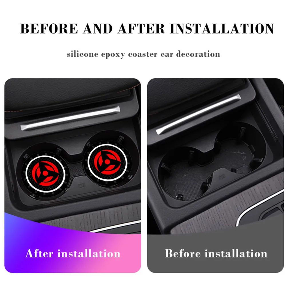2PCS/Lot 6.6CM Japanese Anime Sticker Car Anti Slip Mat Coaster Car Water Cup Slot Decorate Accessories Auto Styling