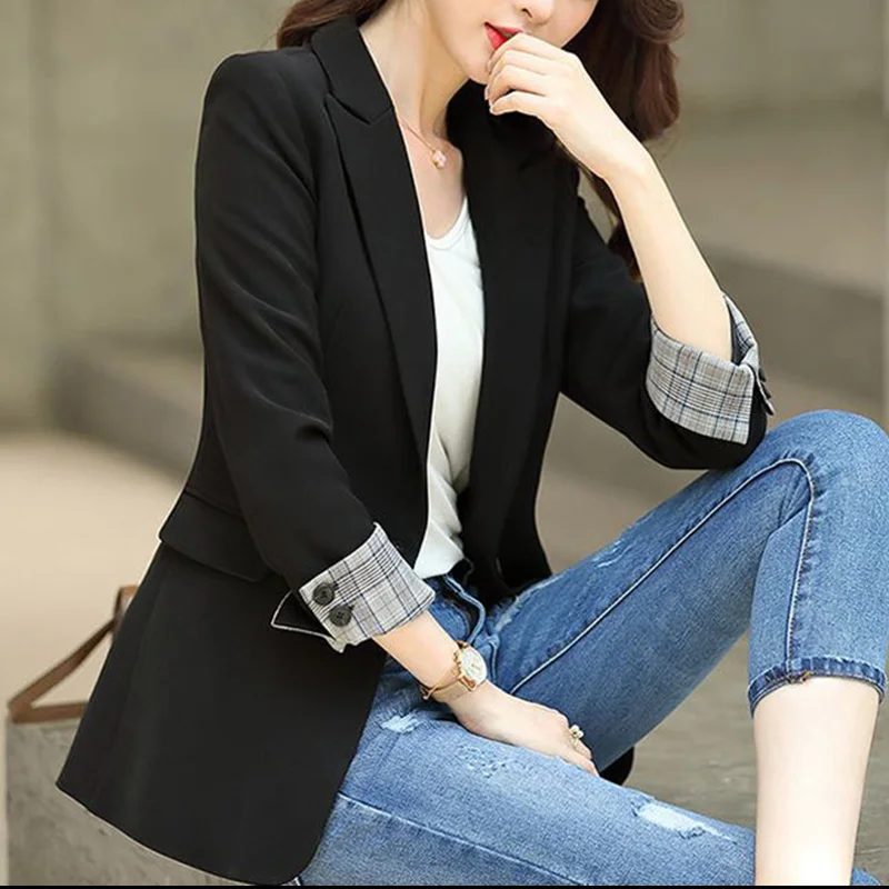 Elegant Solid Color Spliced Pockets Casual Blazer Women's Clothing 2023 Autumn New Oversized Office Lady Tops All-match Blazers