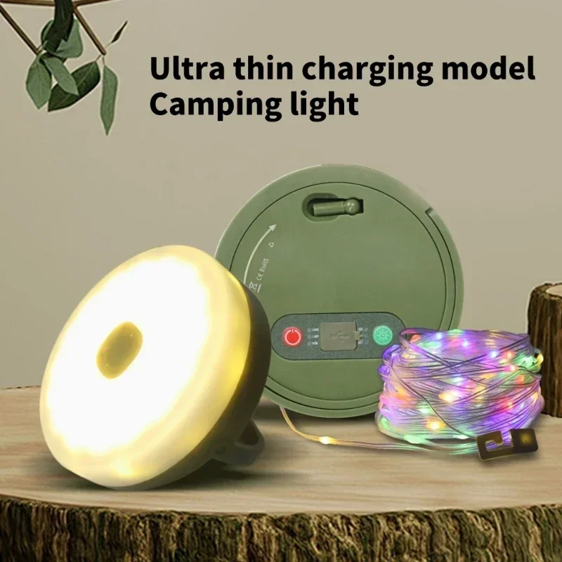 Portable Rollable Camping Lamp Outdoor Atmospheres Light LED Tent String Light Decorative Lamp Camping Accessories Rechargeable