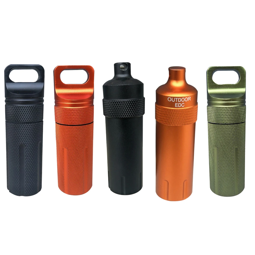 

Aluminum EDC Survival Kit Waterproof Seal Bottle Capsule Airtight Case Outdoor Tools Capsule Holder Storage Container Tool