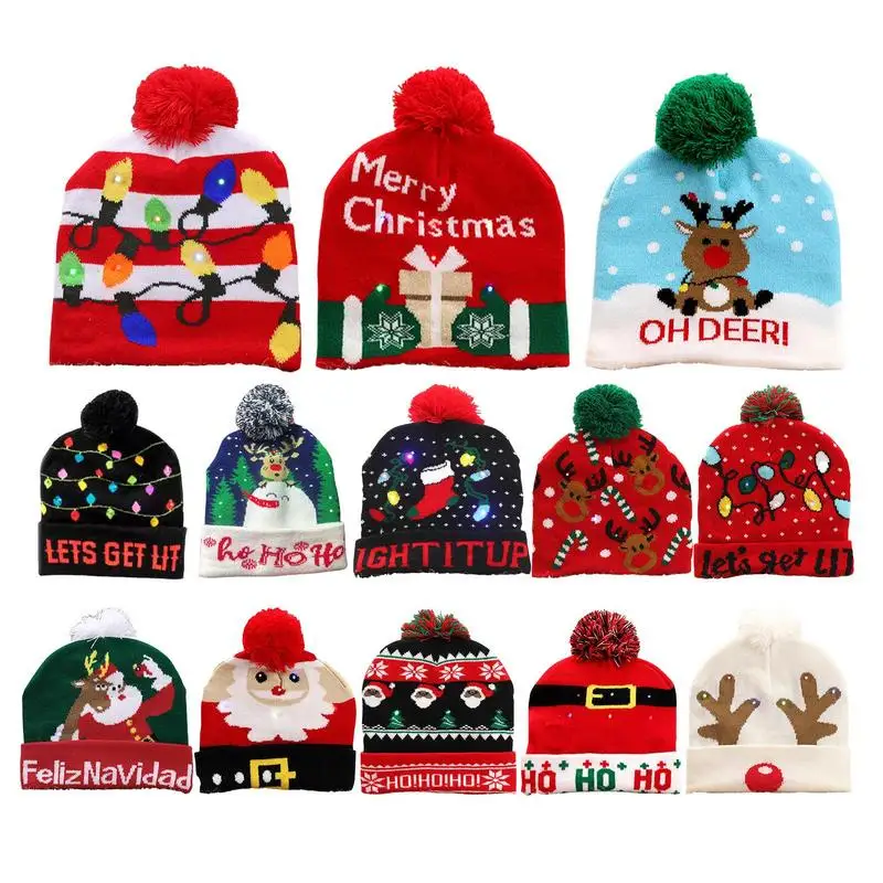 

Kids Flashing Christmas Hat Baby Light Up Christmas Hat Snowman Winter Warm Knitted Caps Christmas Gifts For Children Boys Girls
