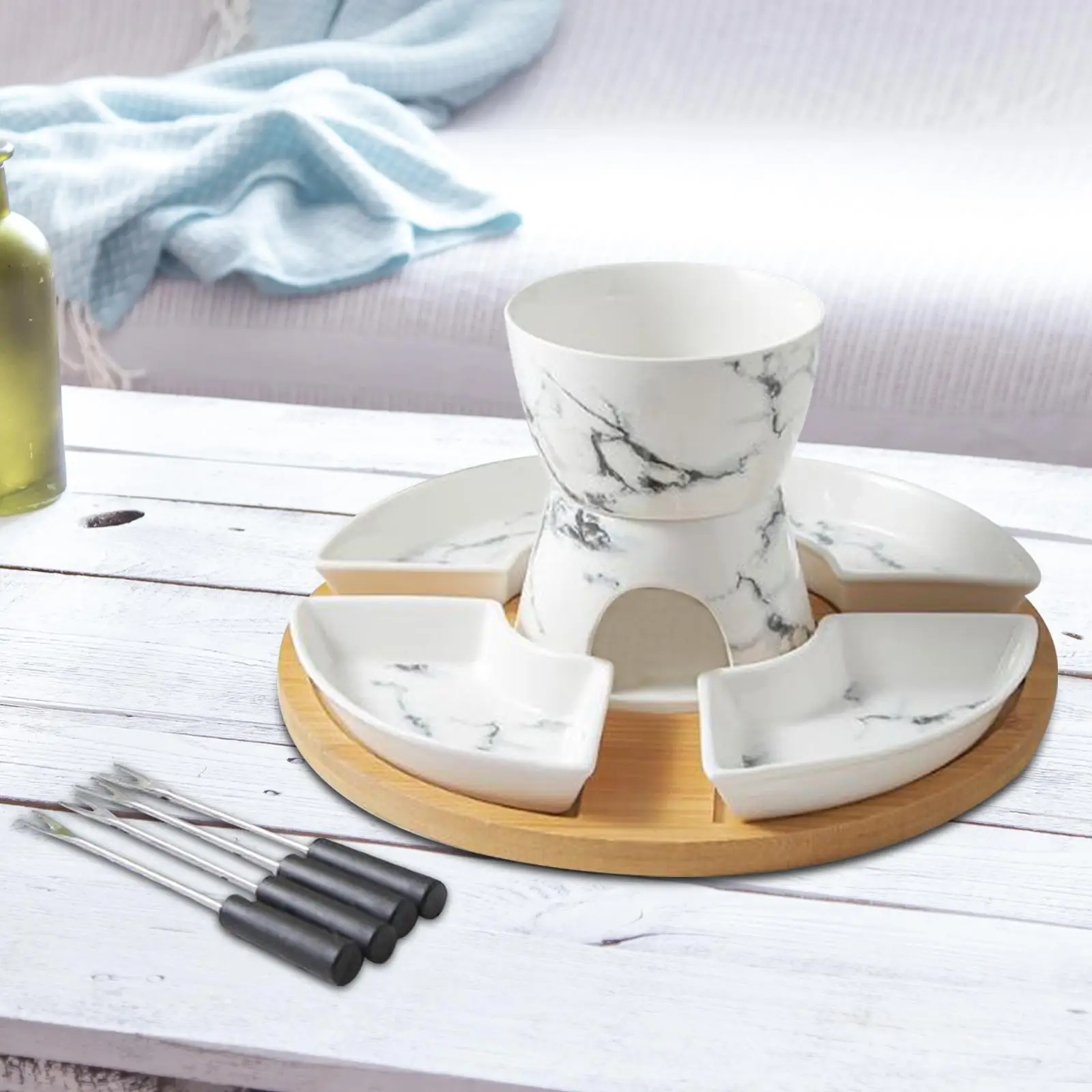 Fondue Pot Melting Pot Set, Chocolate Fondue and 4 Dishes, Butter Heater Melt Hot Bowl Set for Chocolate, Cheese
