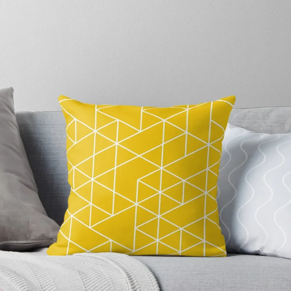 

triangles, white and saturated yellow Throw Pillow