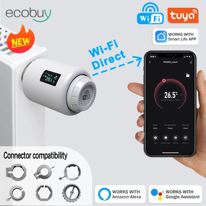 Tuya TRV Wifi Thermostat Smart Thermostatic Head Radiator Valve ...