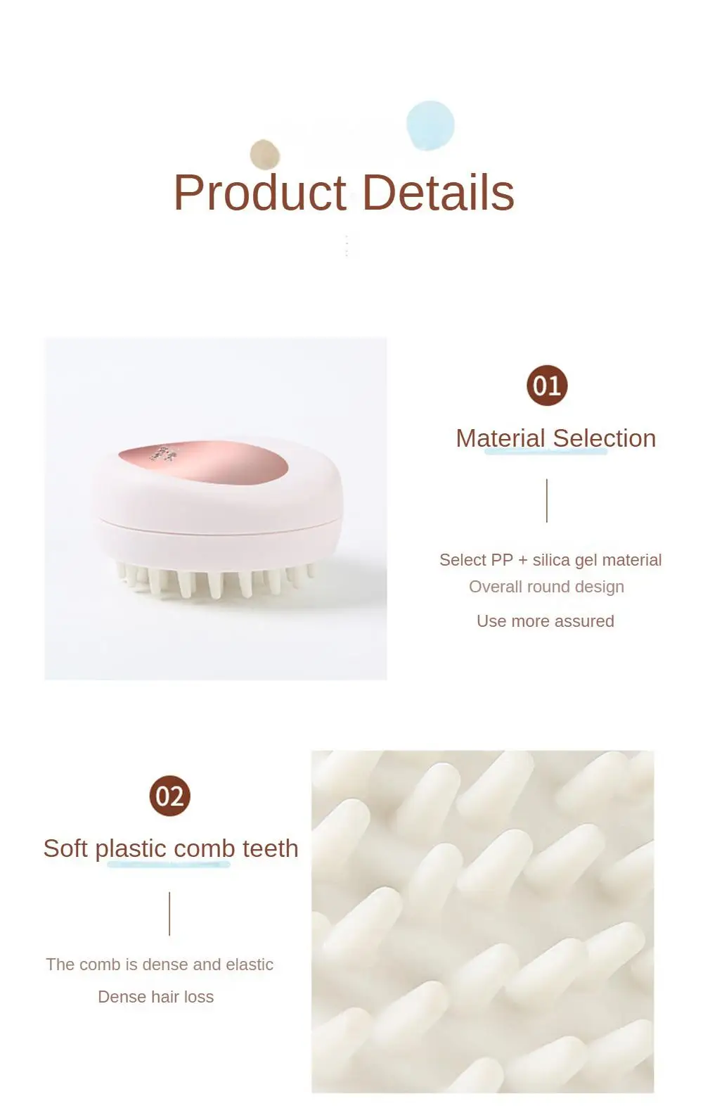 Description Picture 2 of itemHair Shower Brush Comb Head Body Scalp Massage Adult Male And Female Soft Teeth Soft Hair Care Bath Brush Silicone Pet Handheld