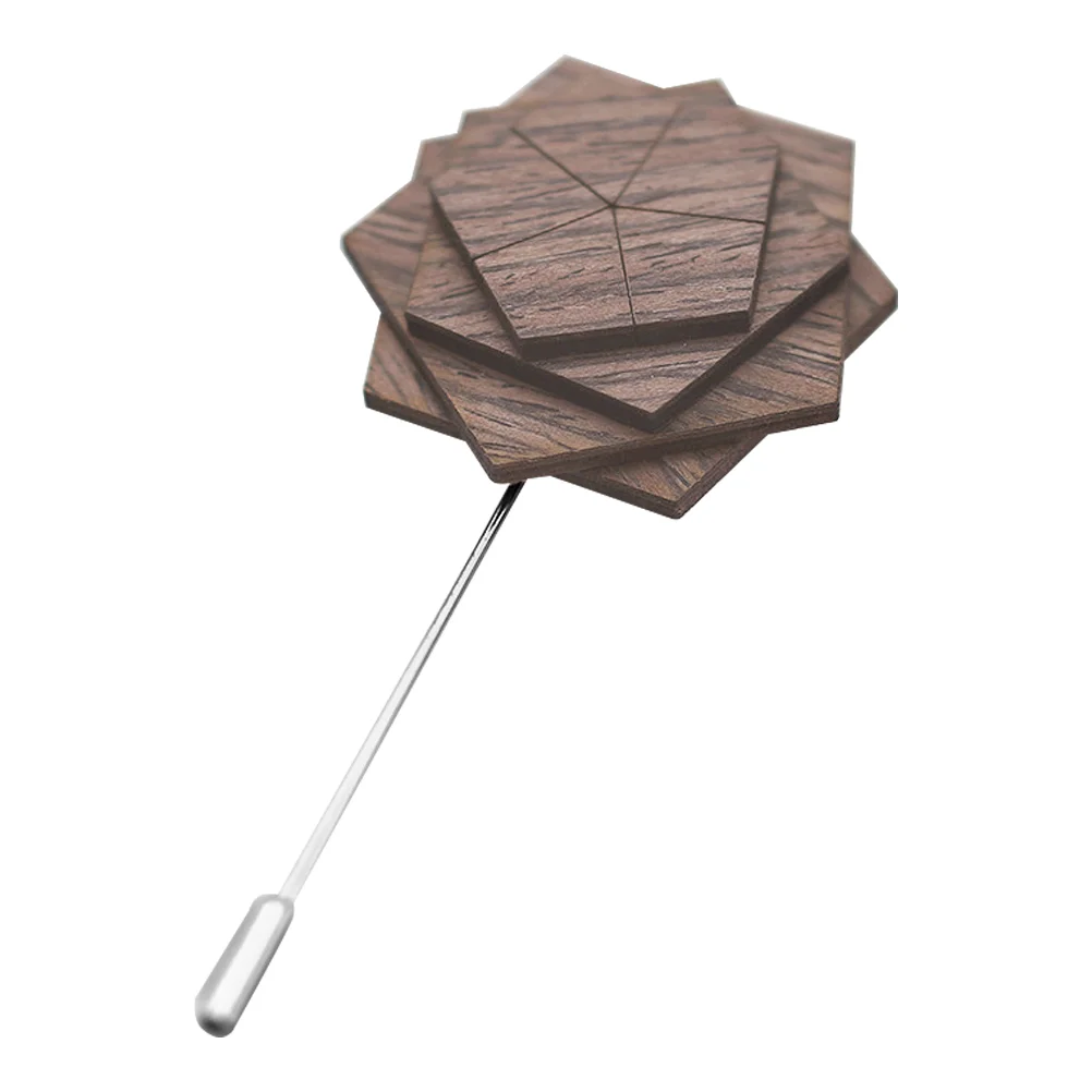

Wooden Boutonniere Pin Flower Lapel Pin Decorative Boutonniere Pin Men Lapel Pin for Suit