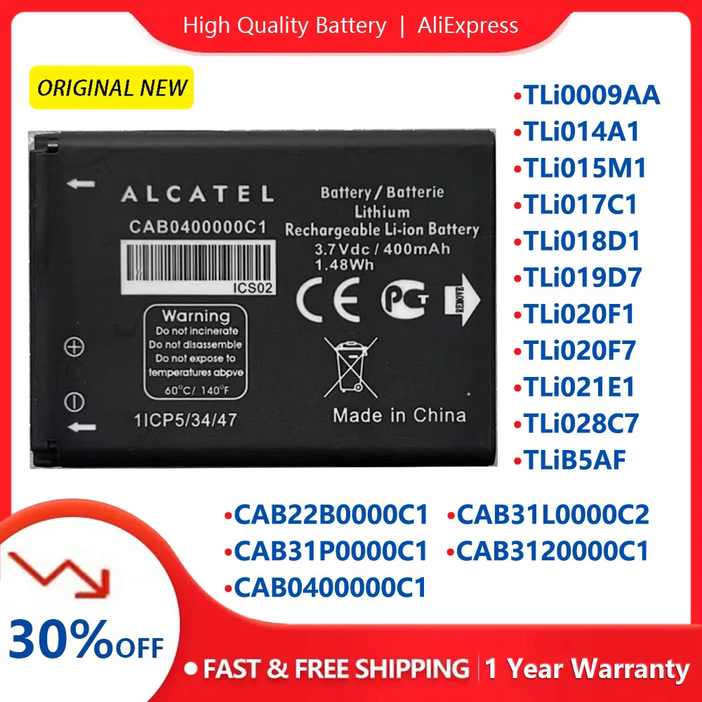 Nuova Batteria Di Ricambio Originale Per Alcatel Tli009Aa Tli028C7 Tli019D7 Cab0400000C1 Cab31L0000C2 Cab22B0000C1 Tlib5Af Batteria