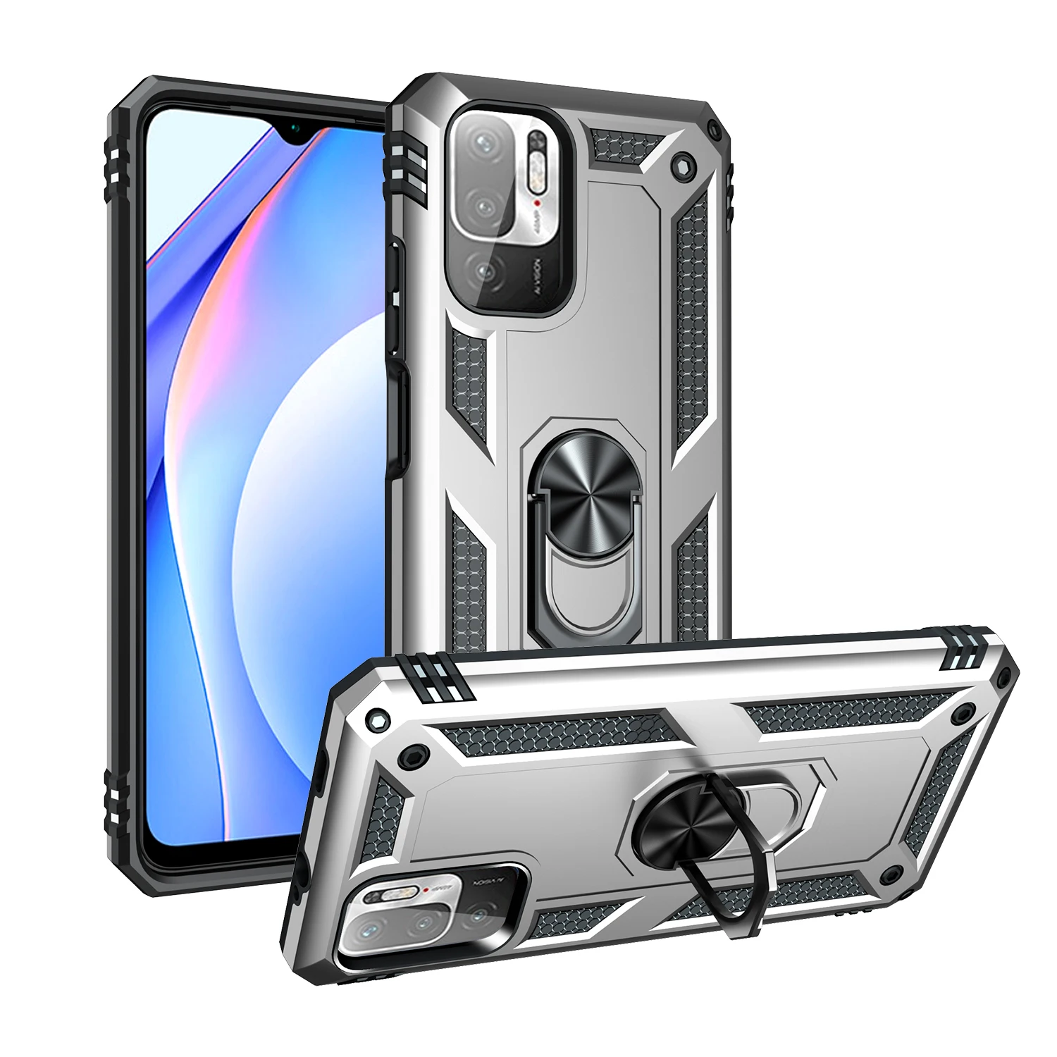 Phone Case POCO M3 Pro Armor Rugged Military Shockproof Magnet Holder Ring Case Cover for Xiaomi POCO M3 Pro 5G NFC 6