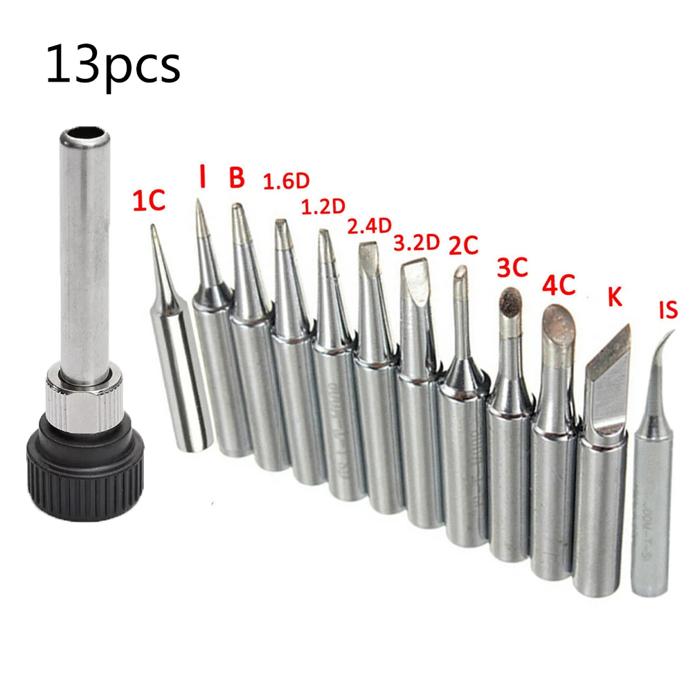 13pcs 900M-T For Hakko Soldering Iron Tips Set Welding Nozzle Internal Heated Solder Heads Welding Tip Tool Lead-Free Solder Bit