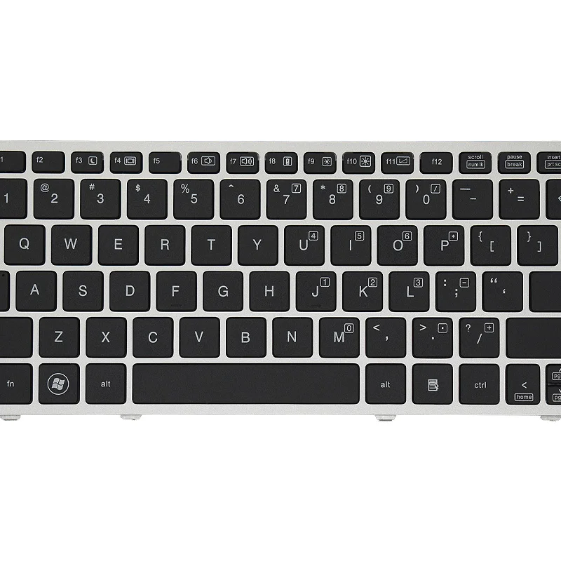 New US Russian Laptop Keyboard For HP Elitebook 2560 2560P 2570 2570P With Black Silvery Frame Replace Notebook Keyboard