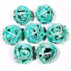 "Sharp Edge Zinc Alloy DnD Dice Set - 7 Piece Metal Hollow Blue Polyhedral Dice for RPG and Tabletop Games" 1