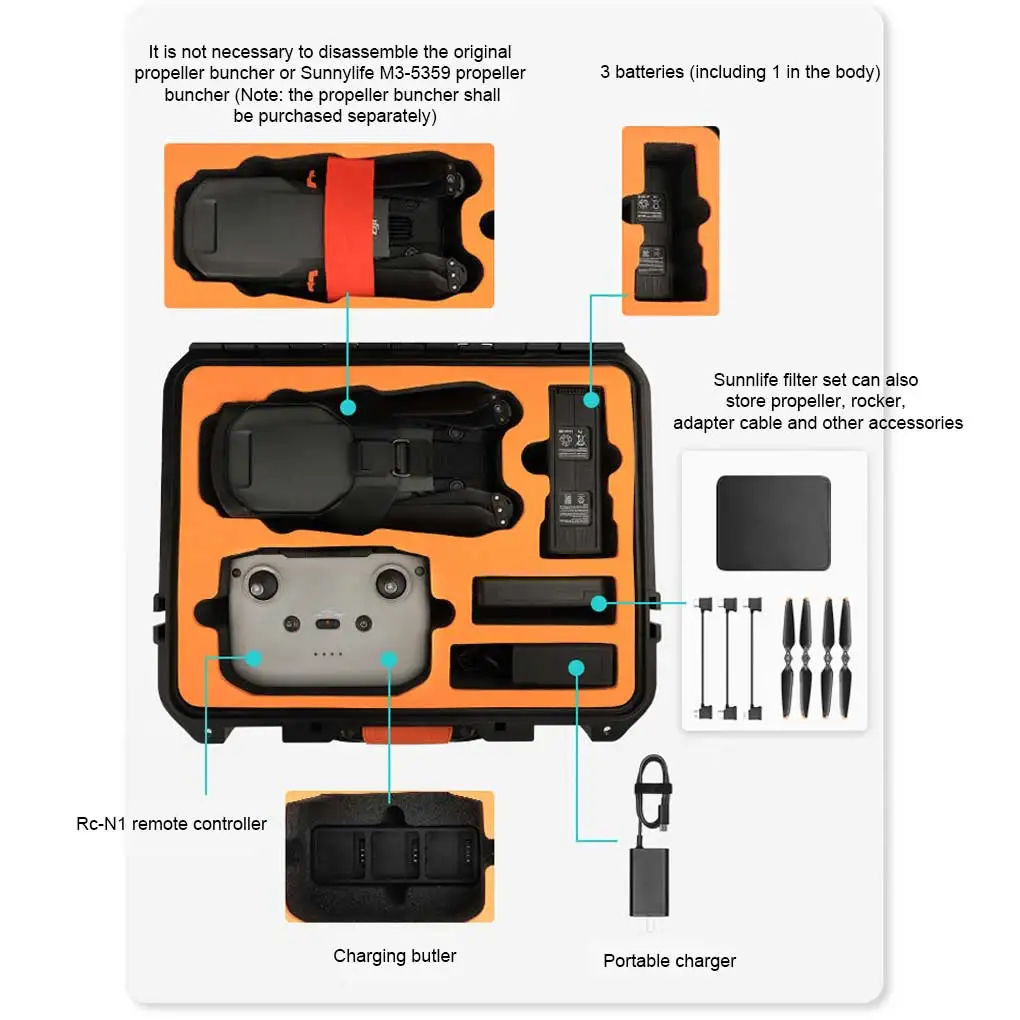 Handheld Drone Battery Safety Box Storage Case Propeller Organizer Suitcase Replacement for DJI