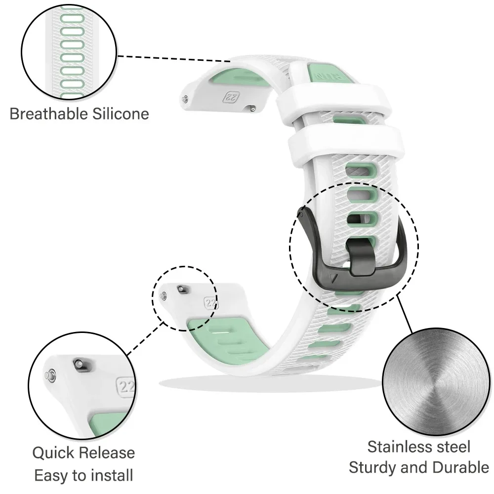 Universal Adjustable Silicone Watch Band - Available in 18mm, 20mm, and 22mm Sizes