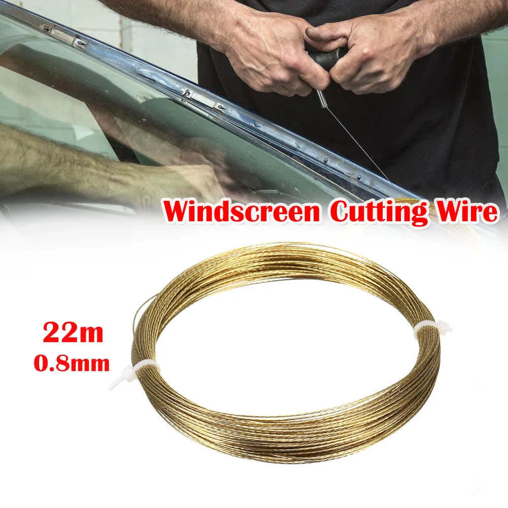 New 22m 0.8mm Car Windscreen Glass Cutting Cut Out Braided Removal Wire Car Window Cut Steel Wire Rope Glass Remover Tool