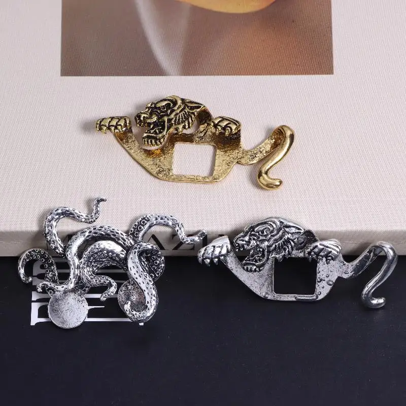 Zinklegierung Vintage Herren-Anzug Reversnadel Krokodil-Tiger-Form Gravierte Pins Langlebige Klassische Formelle Accessoire-Anstecknadeln – Detail 9
