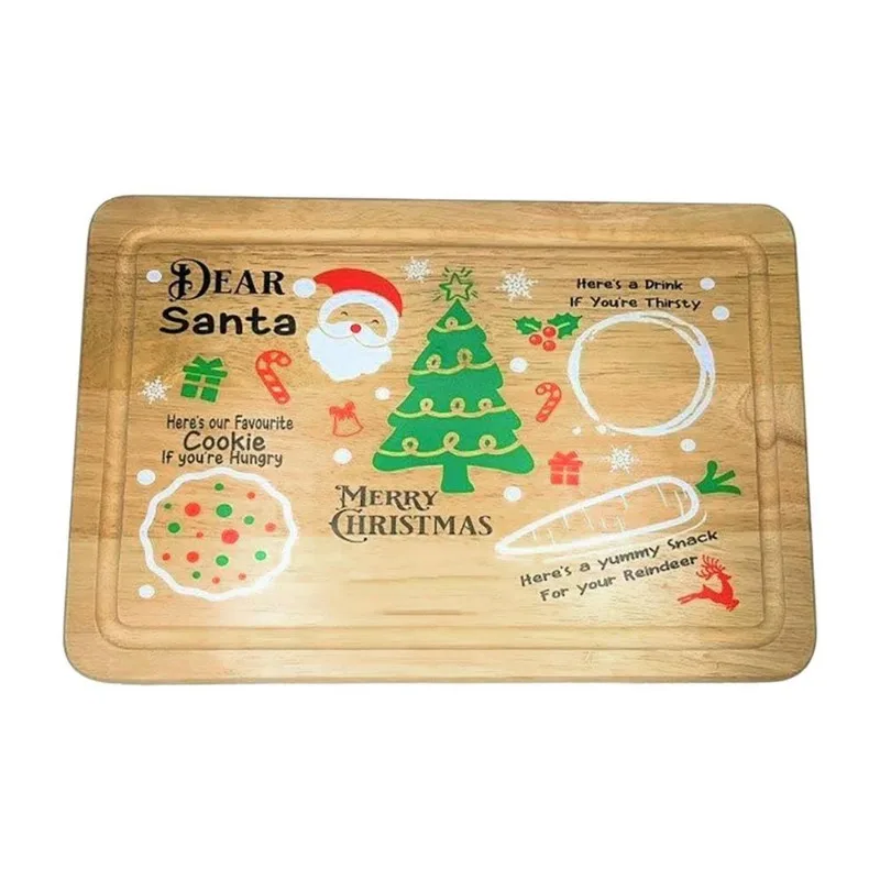 Wooden Christmas Cookie Tray Engraved Santa Snack Tray Child Christmas Gift Milk And Cookie Mat Reindeer Plate