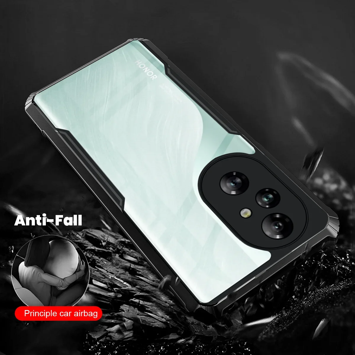 Transparent Shockproof Acrylic Armor Case for Honor 200 Pro - TPU Soft Frame Protective Cover