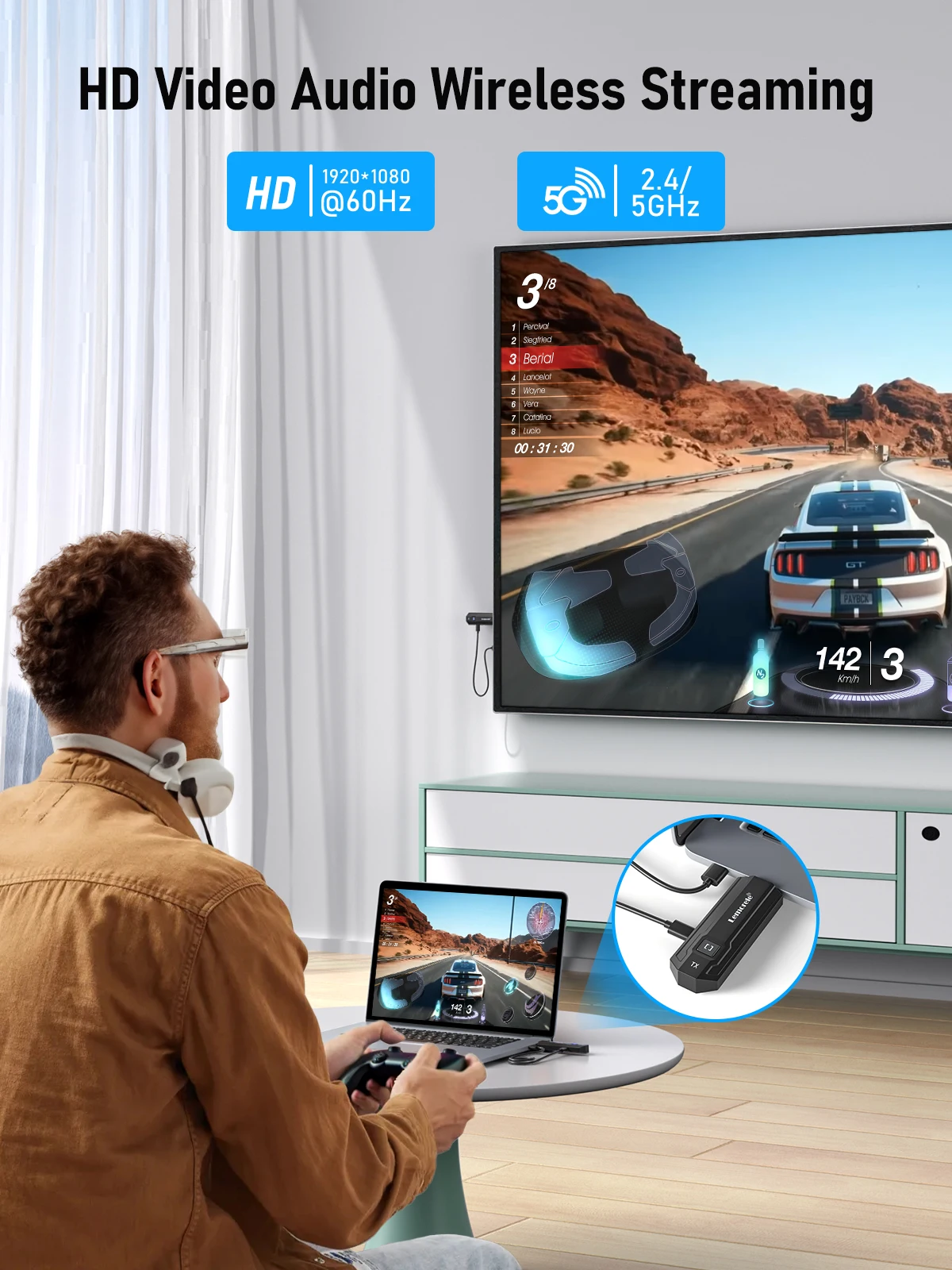 Draadloze Hdmi-Zender Ontvanger, 1080P Display, Dongle Extender, Av Adapter Voor Laptop, Tv, Projector, Monitor, Live Stream