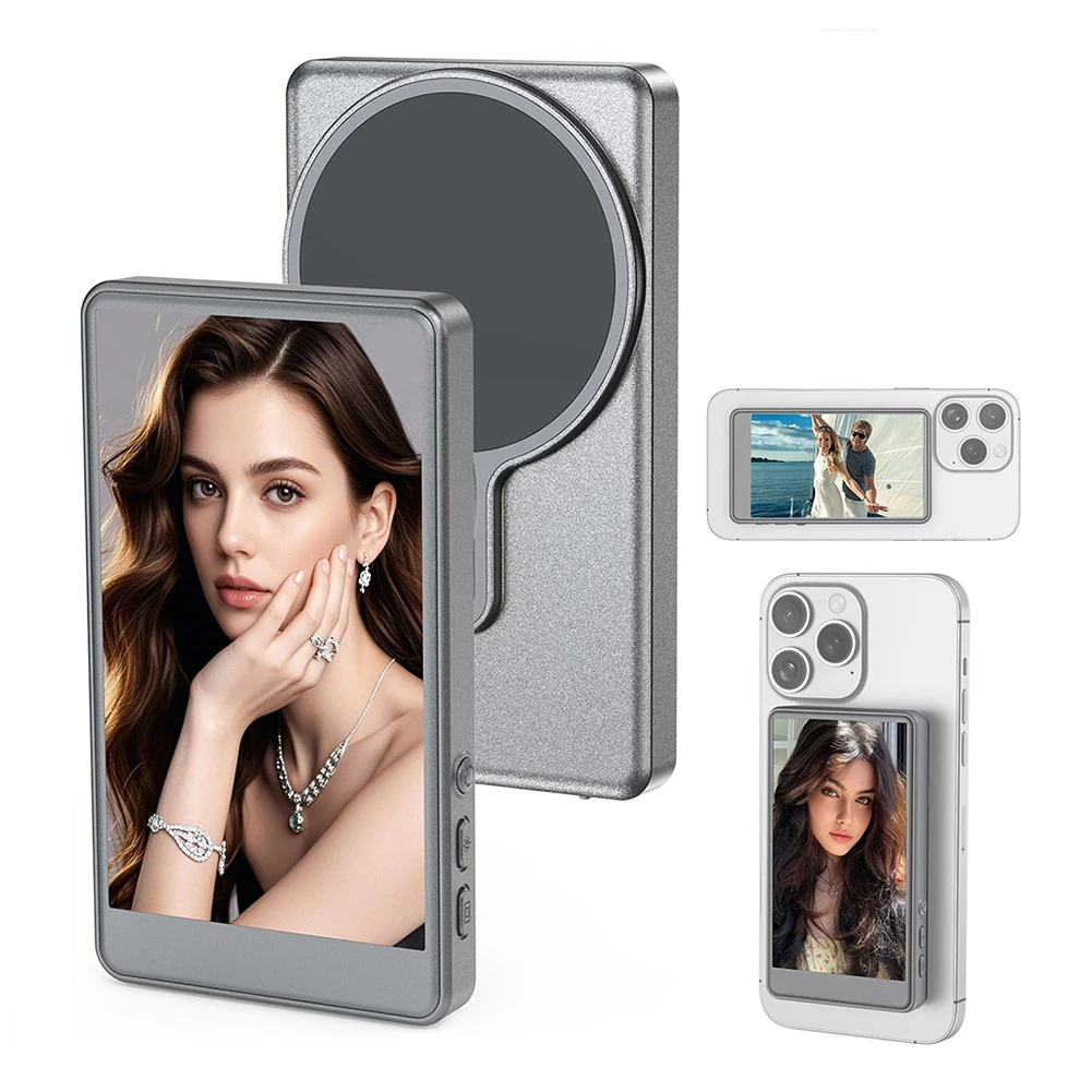 Magnetic Phone Vlog Selfie Monitor Screen Smartphone Rear Camera Monitor Screen for Android iPhone Cellphone Back Camera Monitor